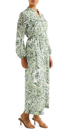 Penelope Printed Long Sleeve Maxi Shirtdress