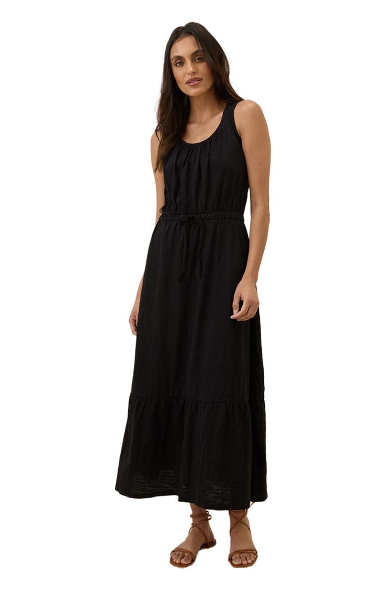 Pact Organic Cotton Relaxed Slub Tank Maxi Dress, Main, color, Black