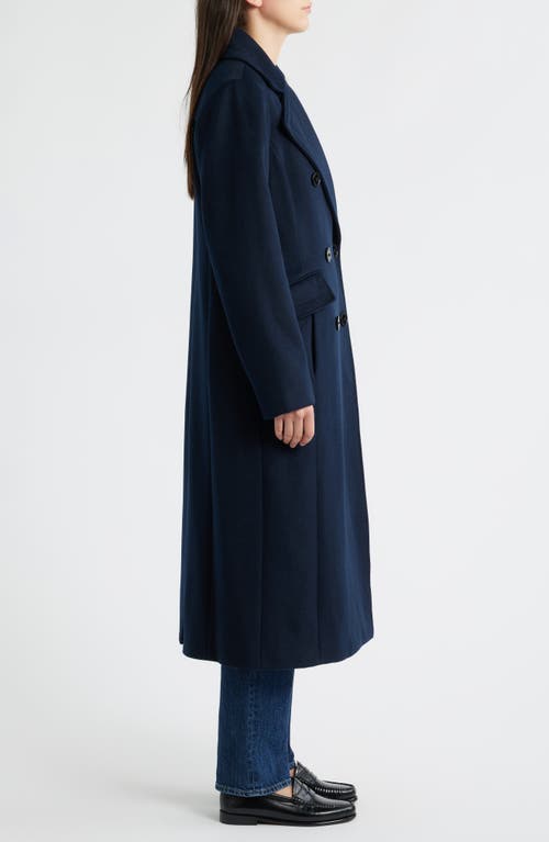 Michael Kors Double Breasted Wool Blend Coat In Blue