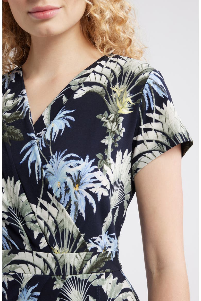 Carmela Paradise Palms Faux Wrap Dress, Alternate, color, COASTLINE