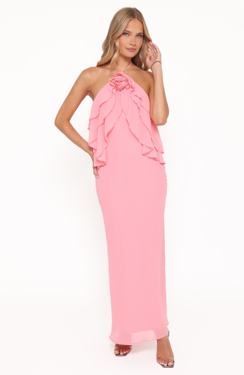 Petal & Pup Zorina Halter Maxi Dress, Alternate, color, Coral Pink