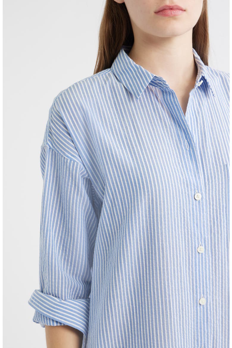 Kerry Stripe Long Sleeve Cotton Seersucker Midi Shirtdress, Alternate, color, BLUE/ WHITE