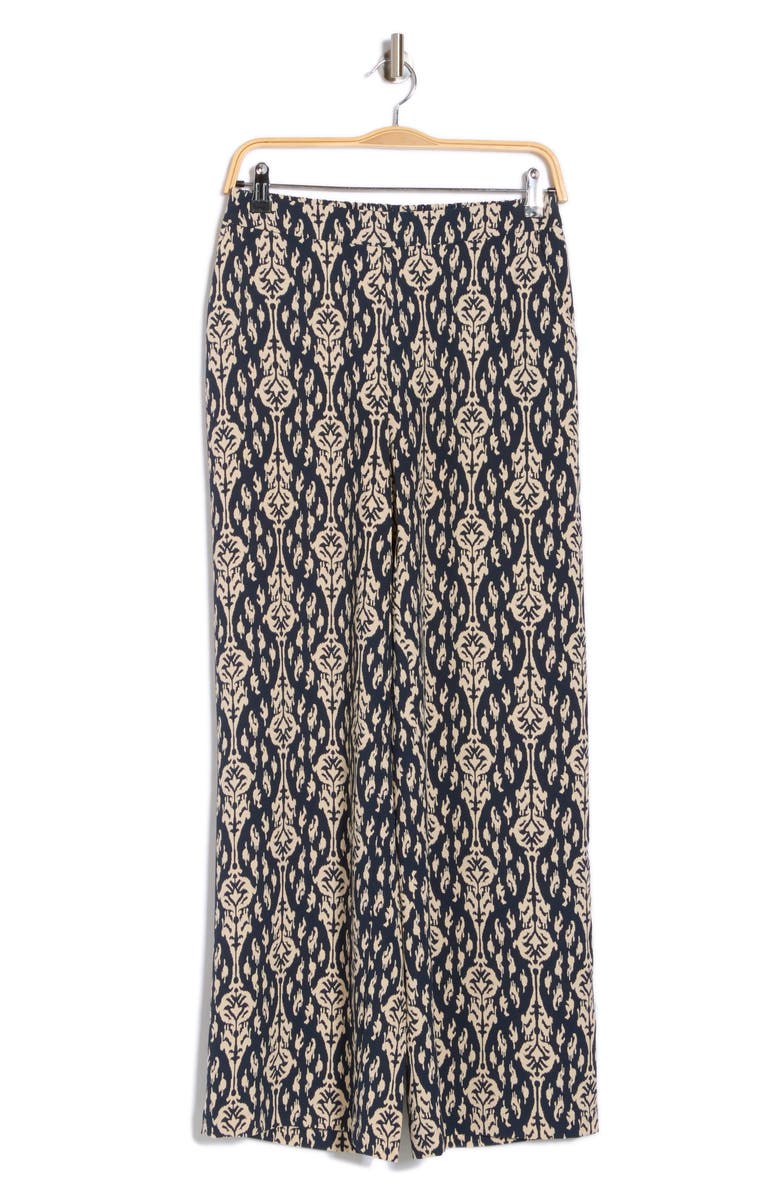 T Tahari Print Wide Leg Pants, Alternate, color, Dusty Navy Ikat