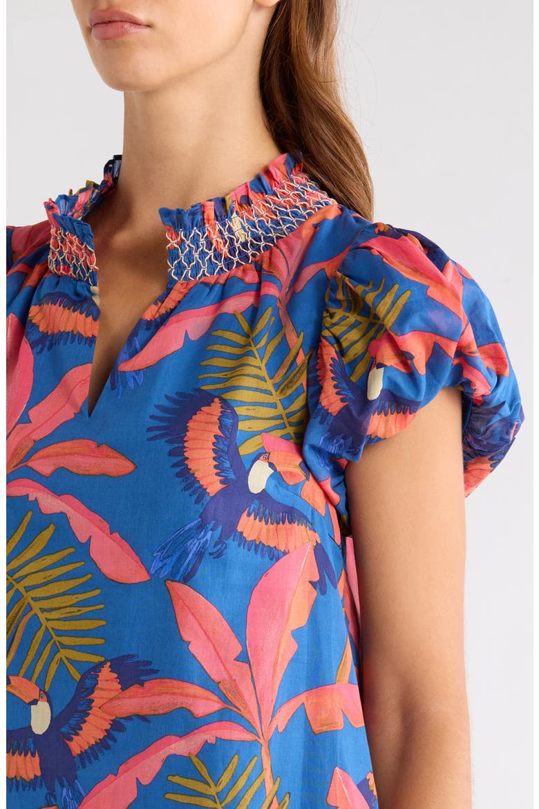 Vermina Tropical Print Shift Dress, Alternate, color, CORAL-MULTI
