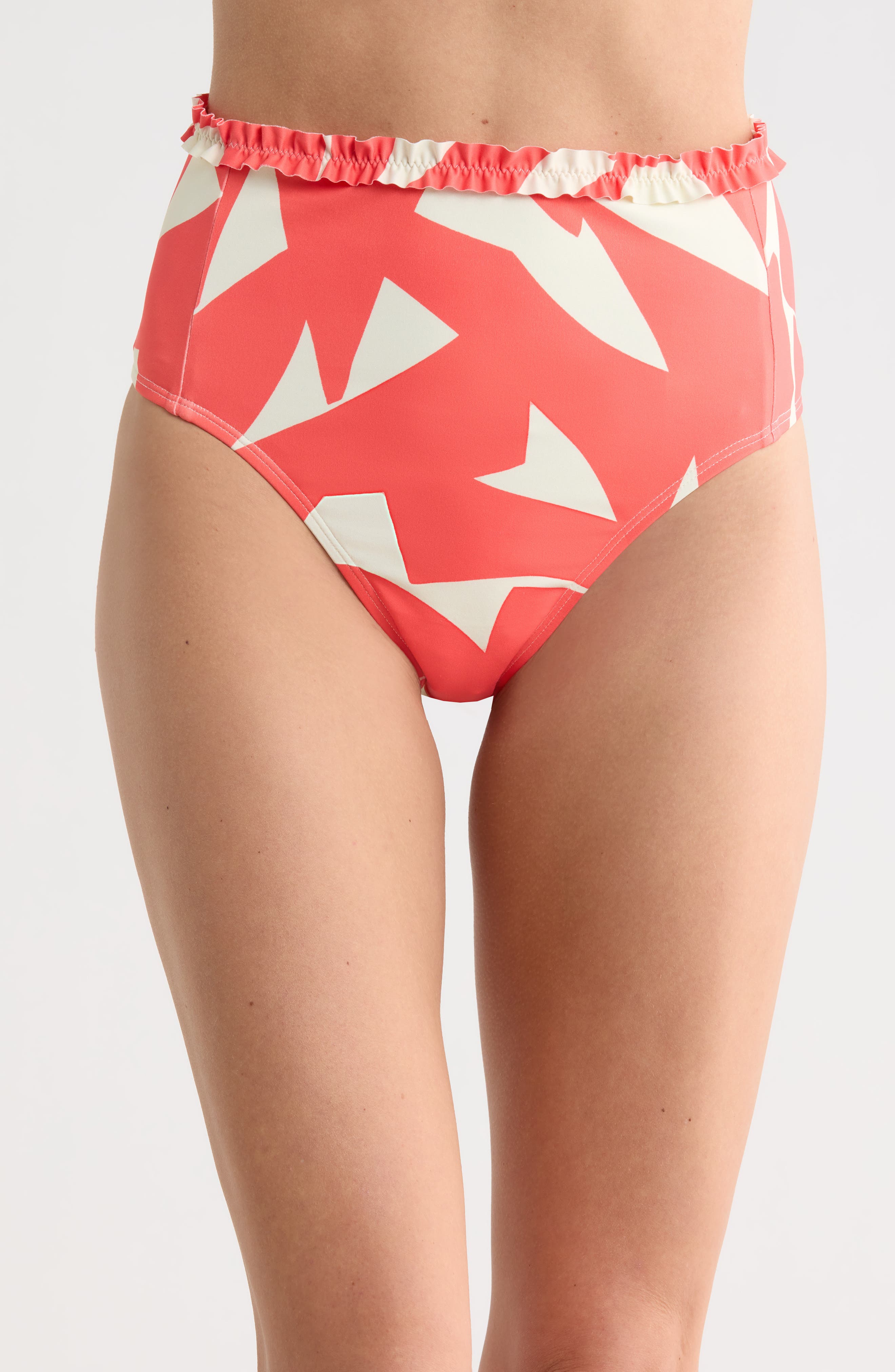 Hutch Ruffle Trim High Waist Bikini Bottoms