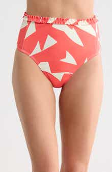 Ruffle Trim High Waist Bikini Bottoms