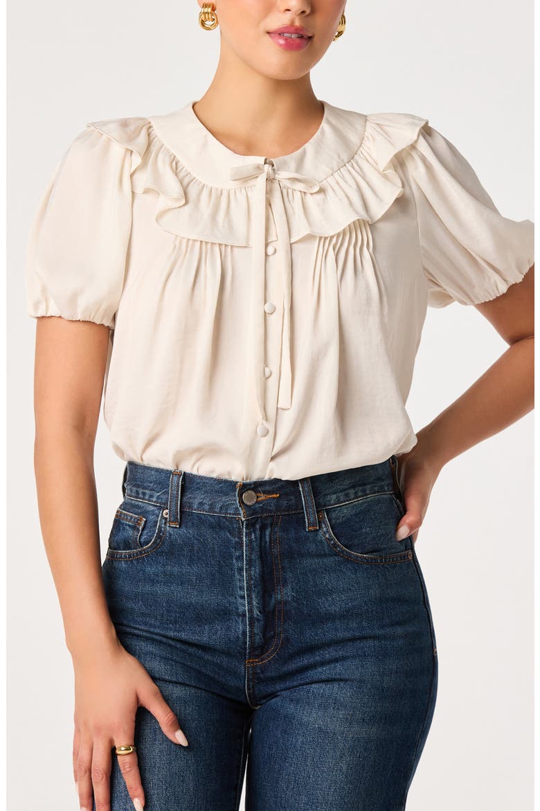 Zayne Ruffle Satin Top, Main, color, CHAMPAGNE