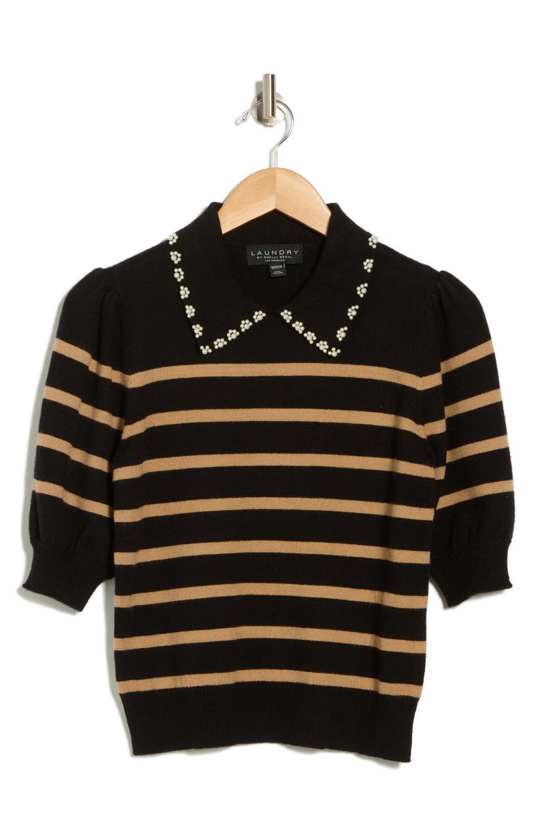 Laundry by Shelli Segal Beaded Collar Sweater, Alternate, color, 