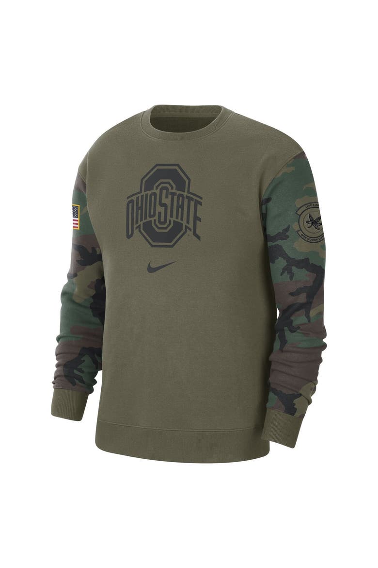 Men's Nike  Olive Ohio State Buckeyes Military Pack Club Pullover Sweatshirt, Alternate, color, Olive