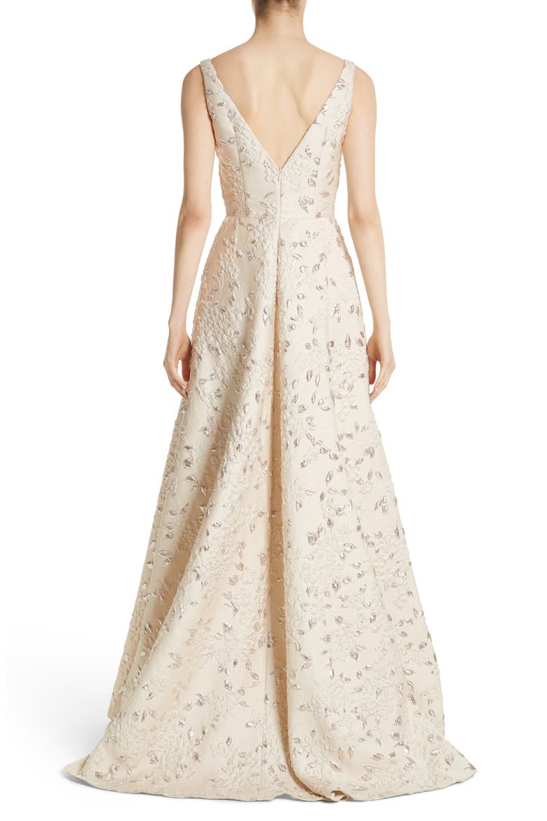 Couture Reembroidered Cloqué Gown, Alternate, color, CHAMPAGNE