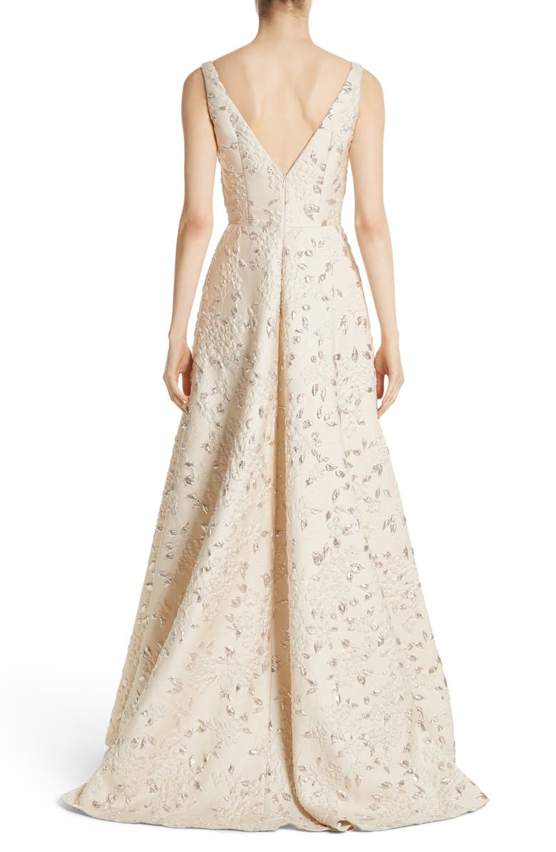 Carmen Marc Valvo Couture Reembroidered Cloqué Gown, Alternate, color,