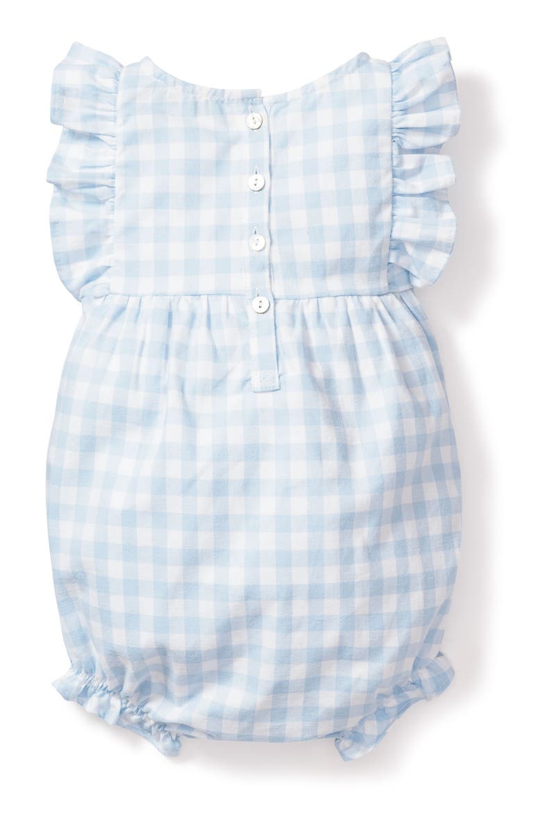 Gingham Ruffled Romper, Alternate, color, BLUE