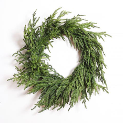 Real Touch Norfolk Pine Front Door Christmas Holiday Winter Wreath
