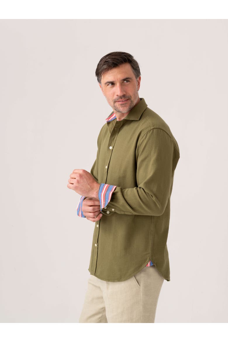 Brushed Cotton Long Sleeve Shirt, Alternate, color, Olive