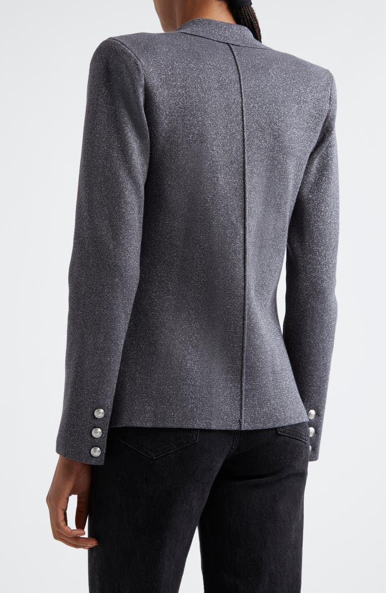 L'AGENCE Kenzie Metallic Double Breasted Knit Blazer, Alternate, color, Dark Shado