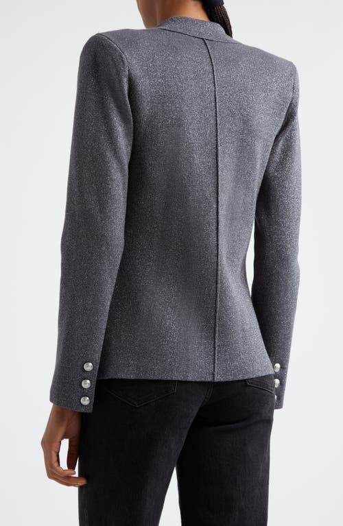 L'agence Kenzie Metallic Double Breasted Knit Blazer In Gray