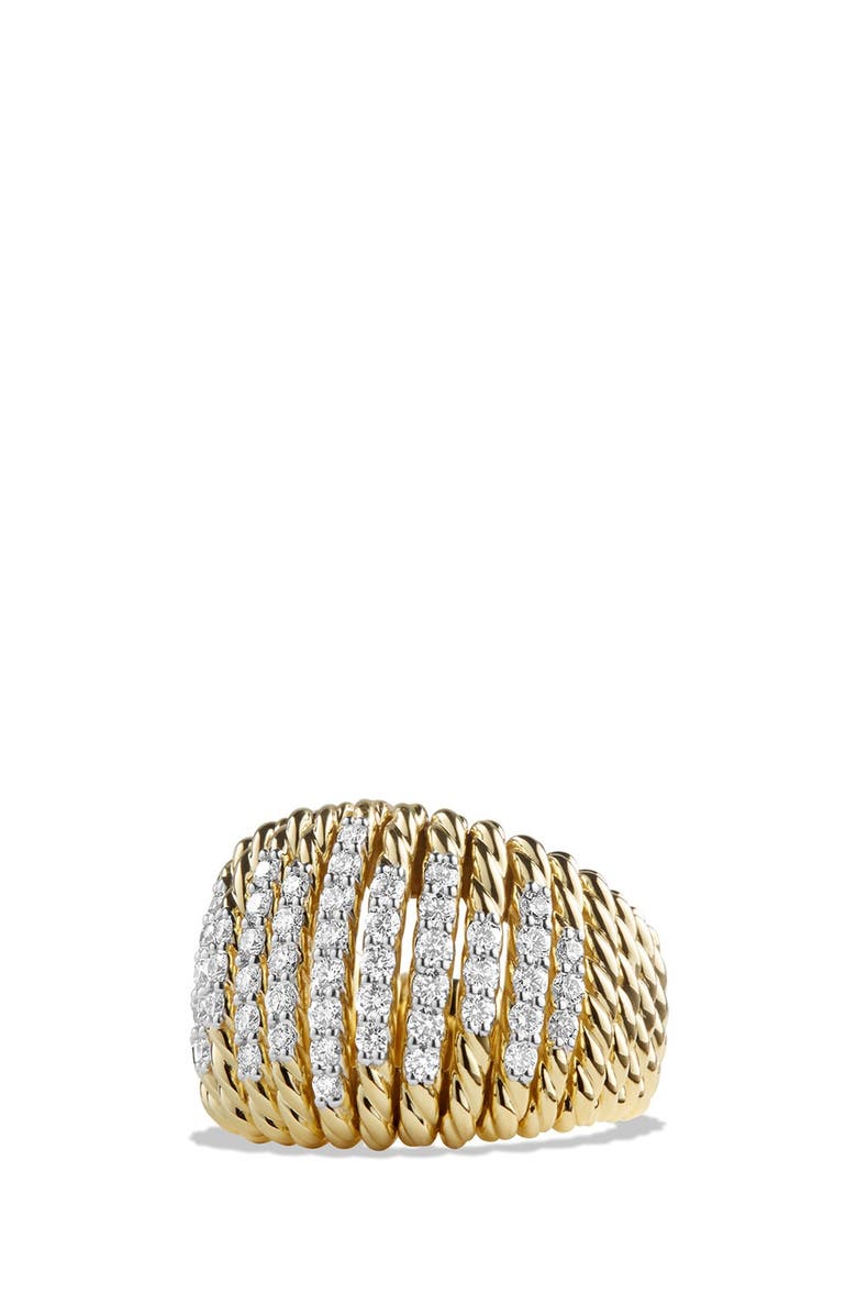 David Yurman 'Tempo' Ring with Diamonds in 18K Gold, Main, color, Diamond