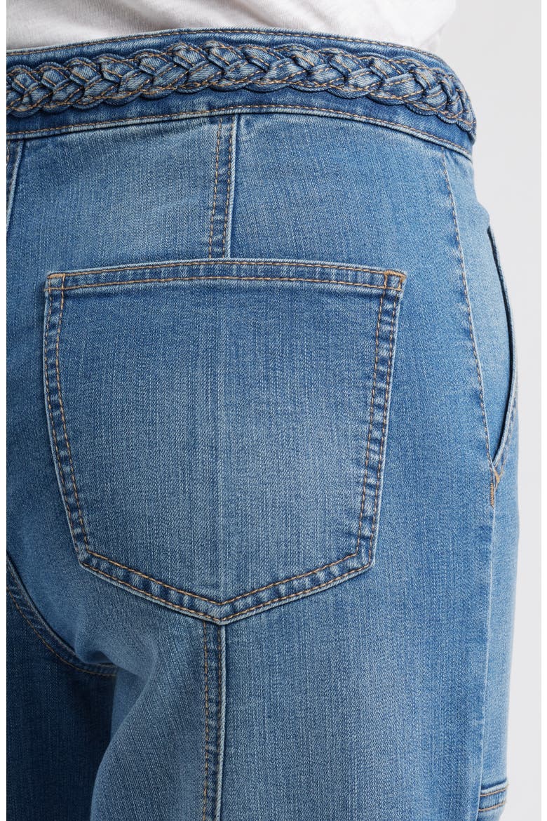 Raw Hem Patch Pocket High Waist Wide Leg Jeans, Alternate, color, BOLT