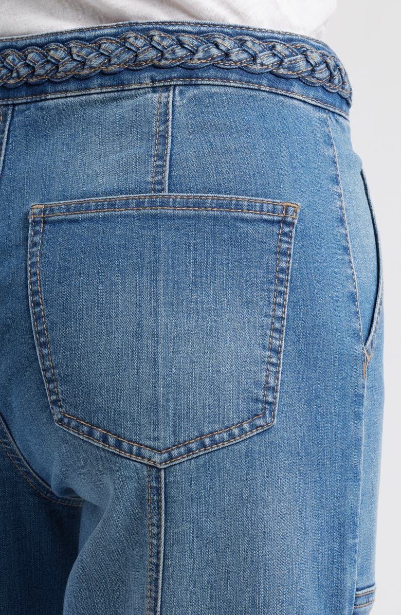 1822 Denim Raw Hem Patch Pocket High Waist Wide Leg Jeans, Alternate, color, 