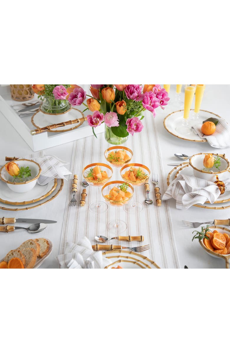 Solino Home Linen Table Runner - Capri Ticking Stripe, Alternate, color, Natural And White