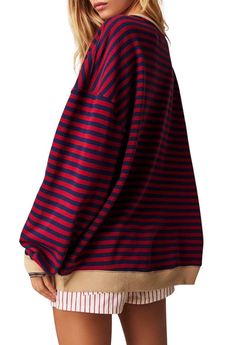 Oversize Stripe Sweatshirt, Alternate, color, NAUTICAL COMBO