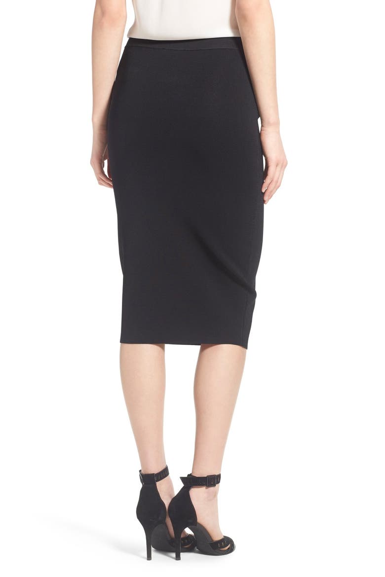 Sweater Knit Pencil Skirt, Alternate, color, BLACK