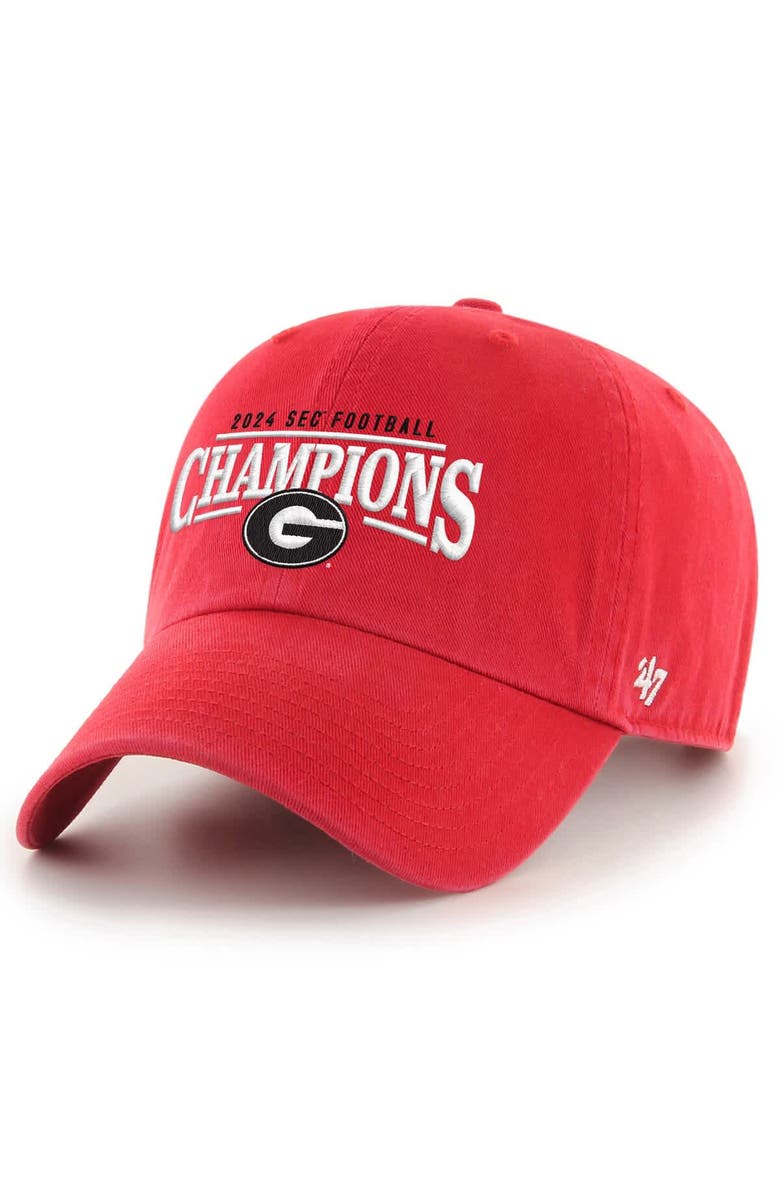 '47 Men's '47 Red Georgia Bulldogs 2024 SEC Football Conference Champions Clean Up Adjustable Hat, Main, color, 