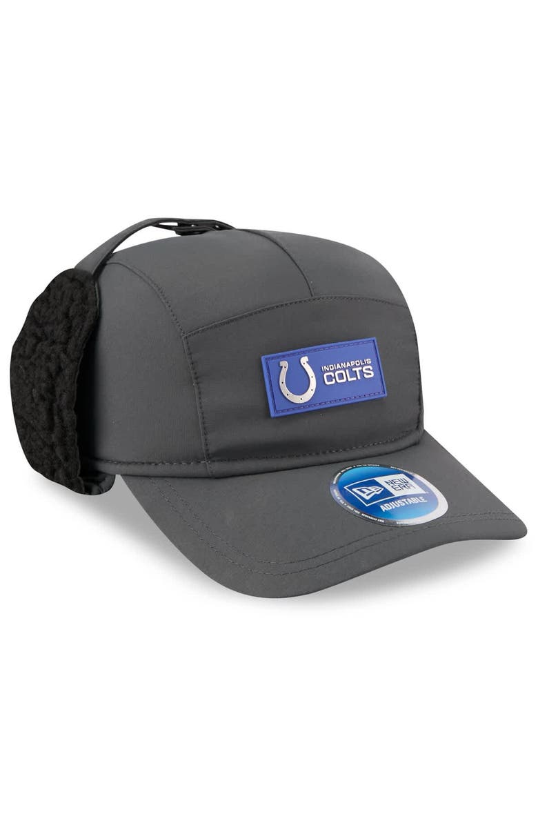 New Era Men's New Era Charcoal Indianapolis Colts 2025 Sideline Cold Weather Runner Dog Ear Adjustable Hat, Alternate, color,