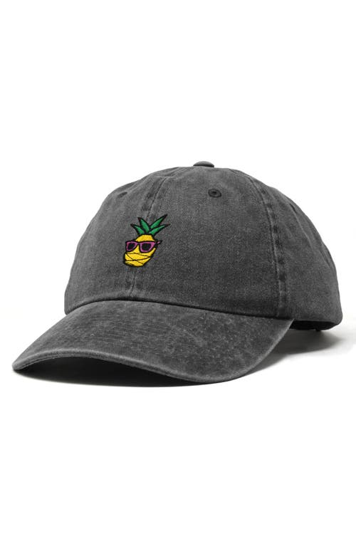 Dalix Pineapple Embroidered Dad Hat In Washed Black