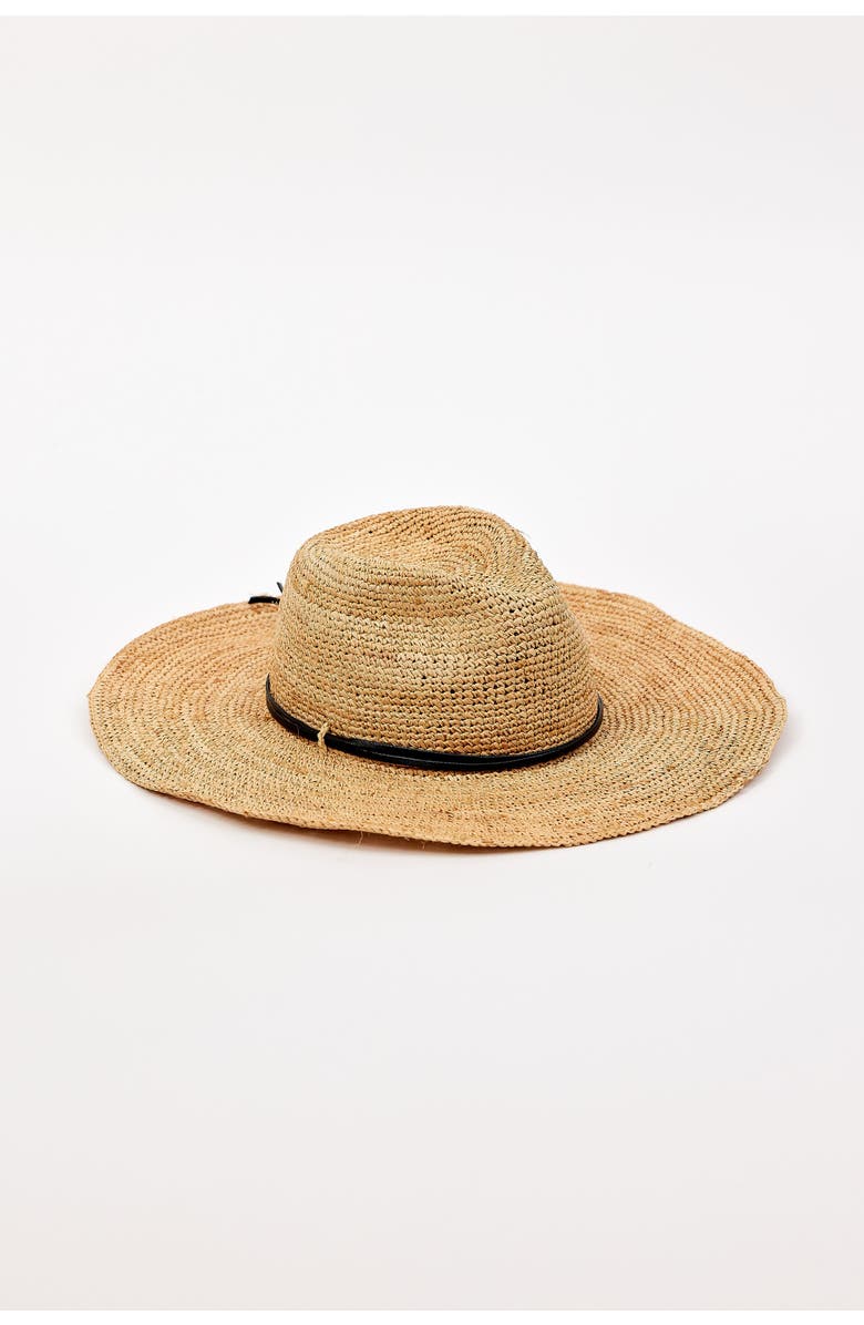 Hat Attack Raffia Crochet Continental, Main, color, Natural/Black
