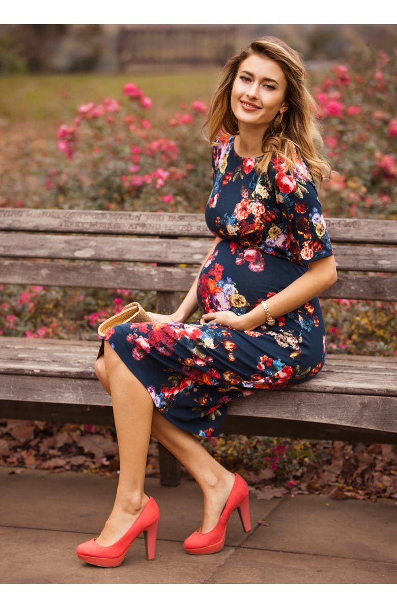 Tiffany Rose Maternity Anna Shift Dress, Alternate, color, Midnight Garden