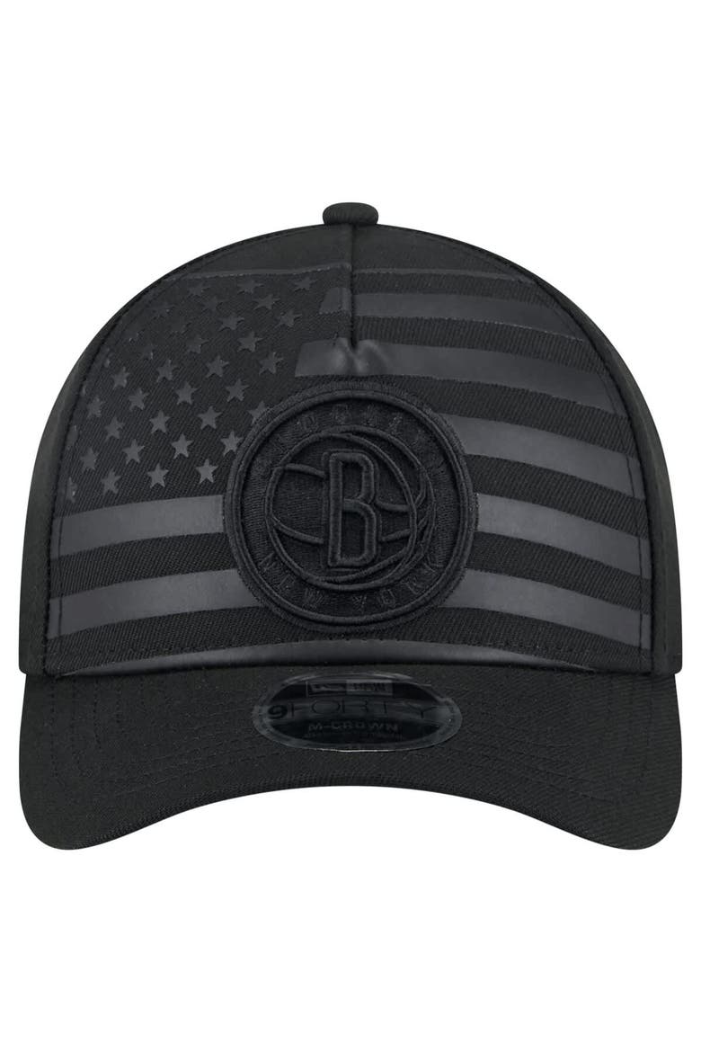Men's New Era  Black Brooklyn Nets Game Day Flag A-Frame 9FORTY Adjustable Hat, Alternate, color, Black