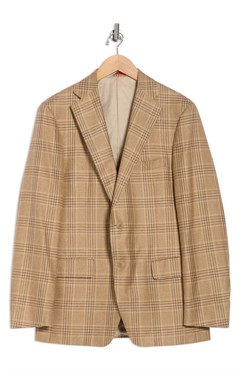 Samuelsohn Plaid Silk & Cashmere Sport Coat, Main, color, Tan