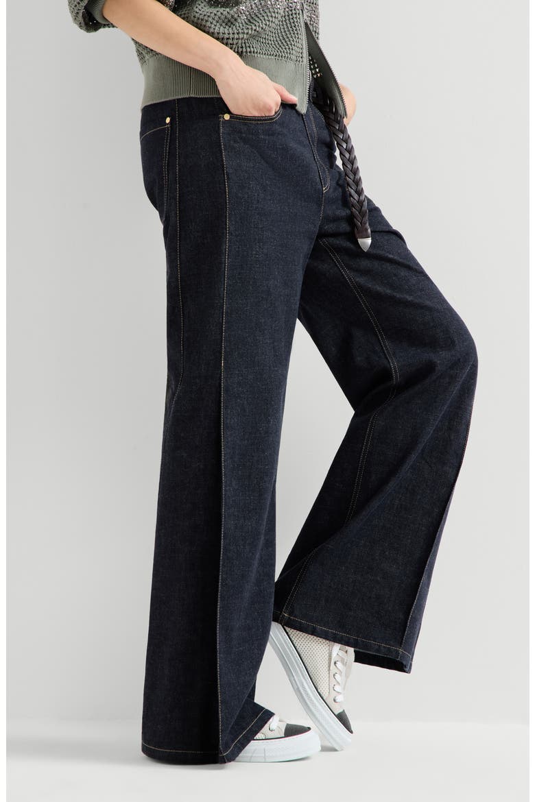 Loose Flared Trousers, Alternate, color, Dark Denim