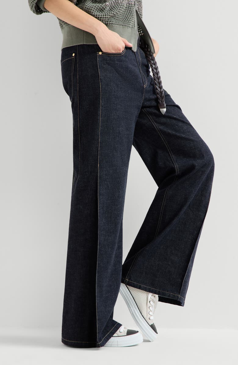 Brunello Cucinelli Loose Flared Trousers, Alternate, color, Dark Denim