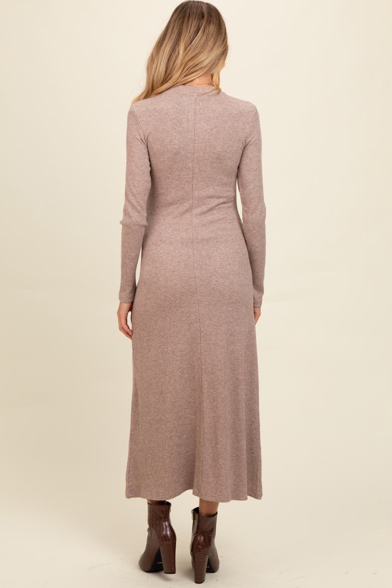 Ribbed Knit Side Slit Midi Dress, Alternate, color, Mocha