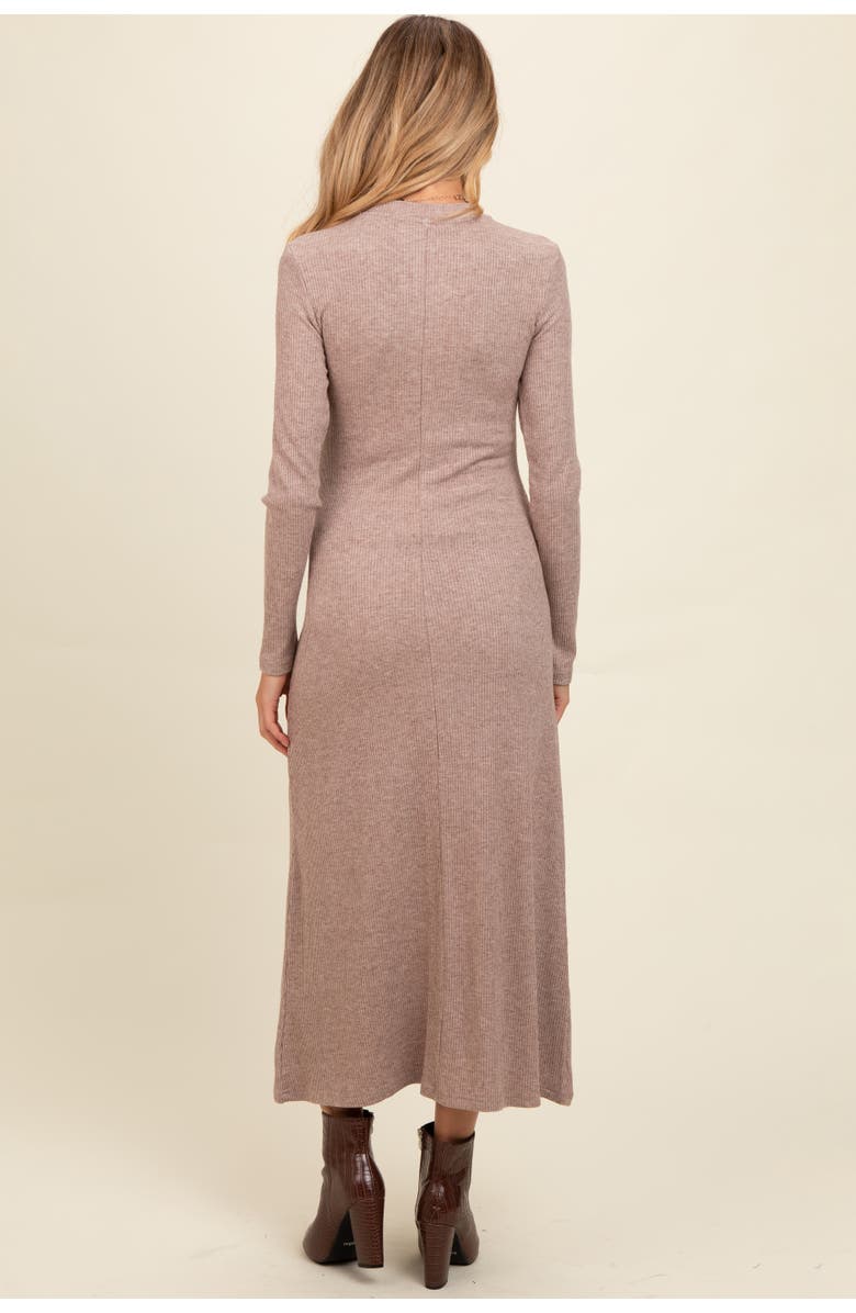 PinkBlush Ribbed Knit Side Slit Midi Dress, Alternate, color, Mocha