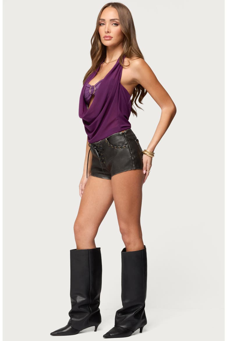 Issey Layered Cowl Neck Halter Top, Alternate, color, PURPLE
