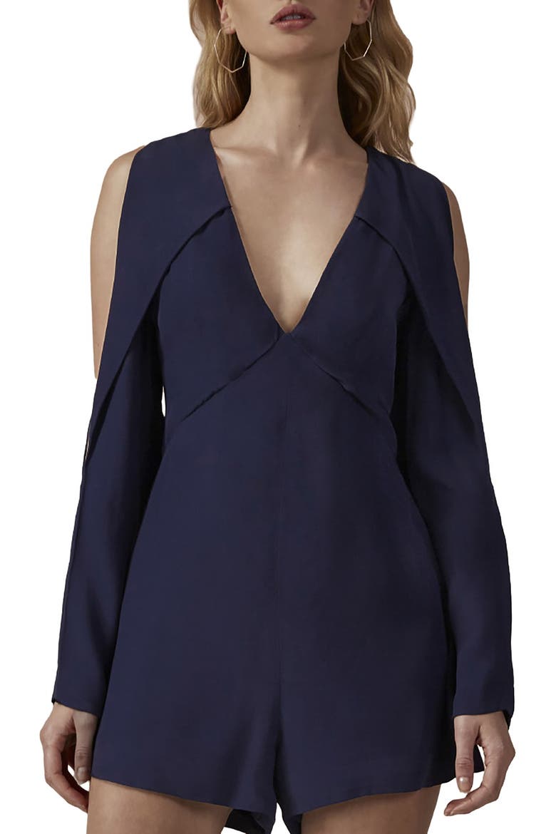 'Do It Now' Cold Shoulder Romper, Alternate, color, ROYAL BLUE