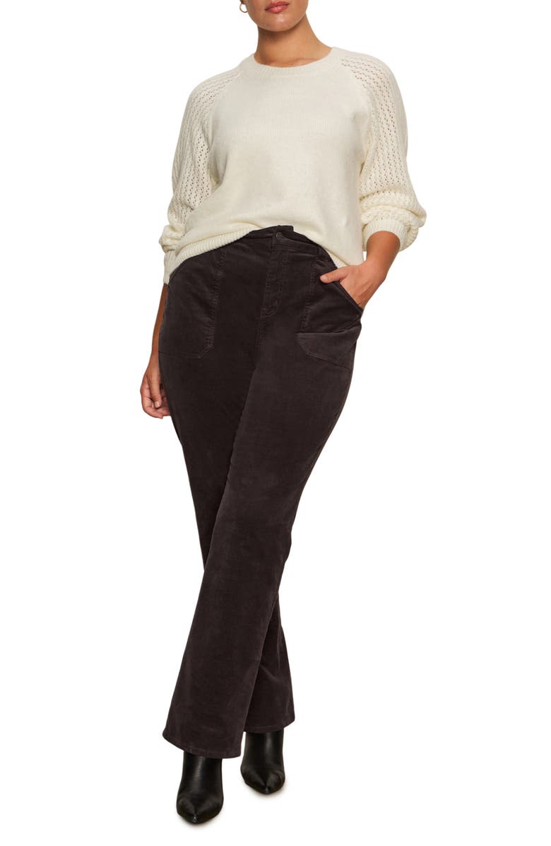 Sanctuary Cozy Moment Pointelle Sleeve Sweater, Alternate, color, Chalk White