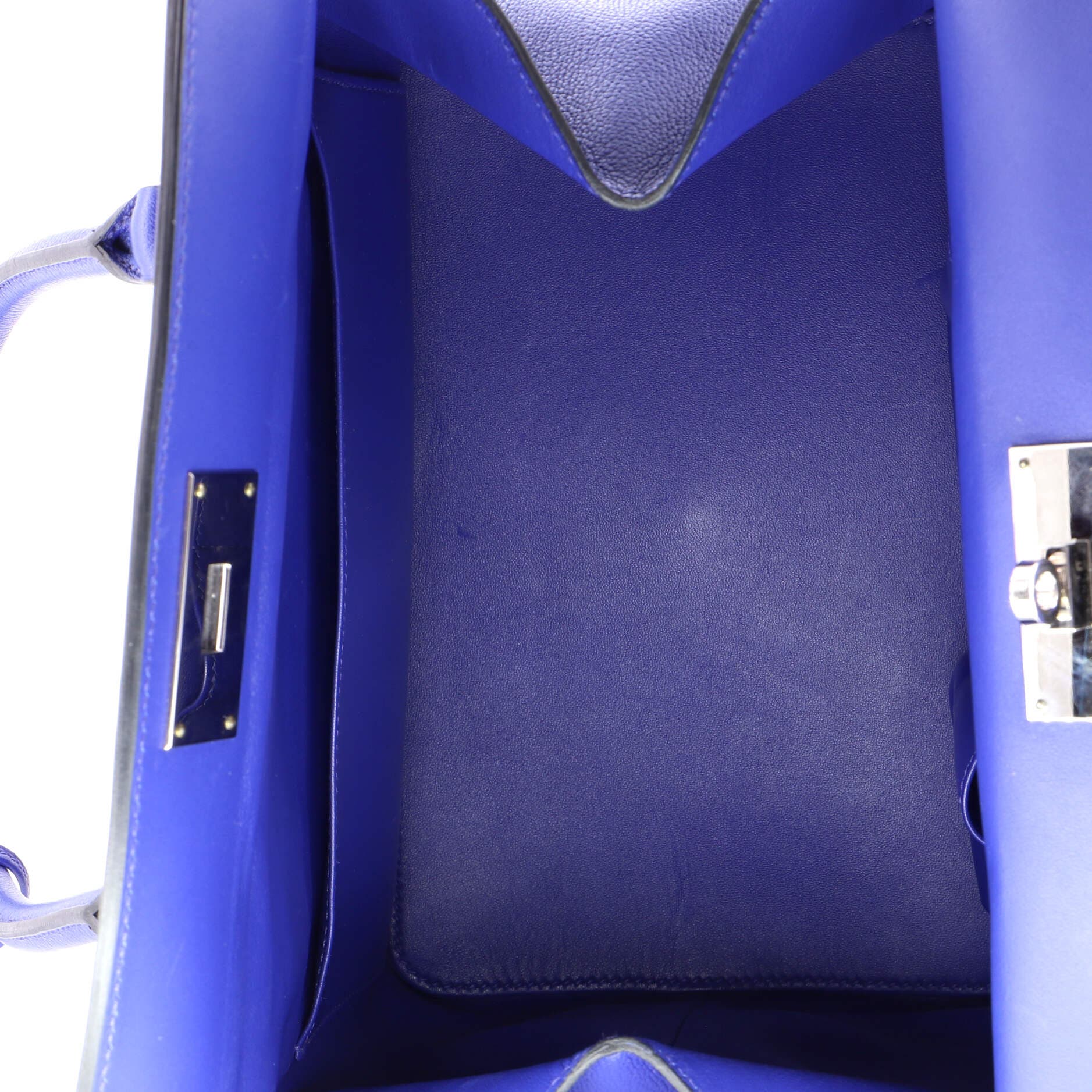 Pre-Owned Hermes Toolbox Bag Evercolor 26, Alternate, color, Bleu Electrique