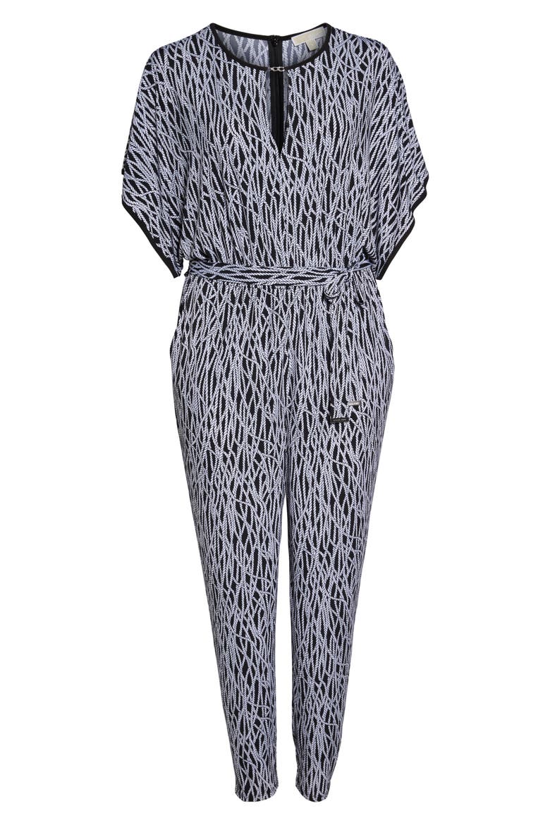 Chained Keyhole Neck Jumpsuit, Alternate, color, BLACK/ WHITE