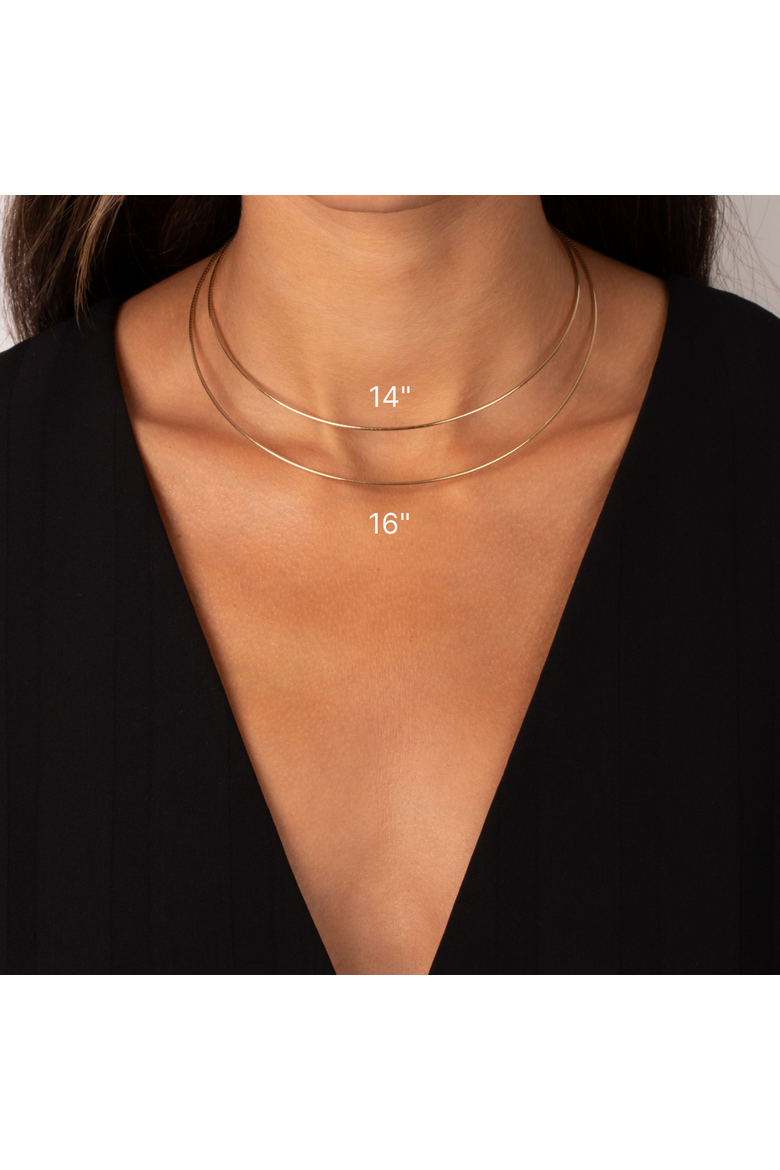 Diamond Pave Curved Pear Omega Chain Necklace 14K, Alternate, color, 14K Gold - 14 Inch