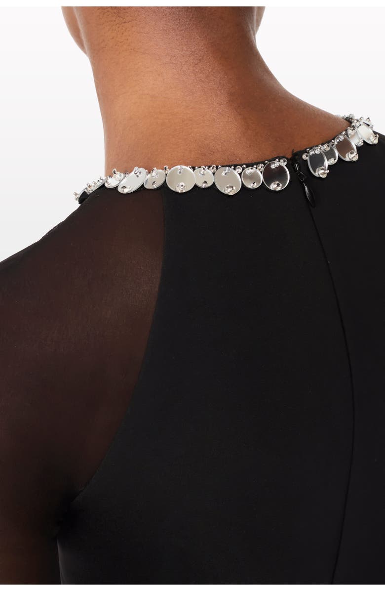 Jenny Packham Eurabia Mesh-Sleeve Midi Dress, Alternate, color, Liquorice