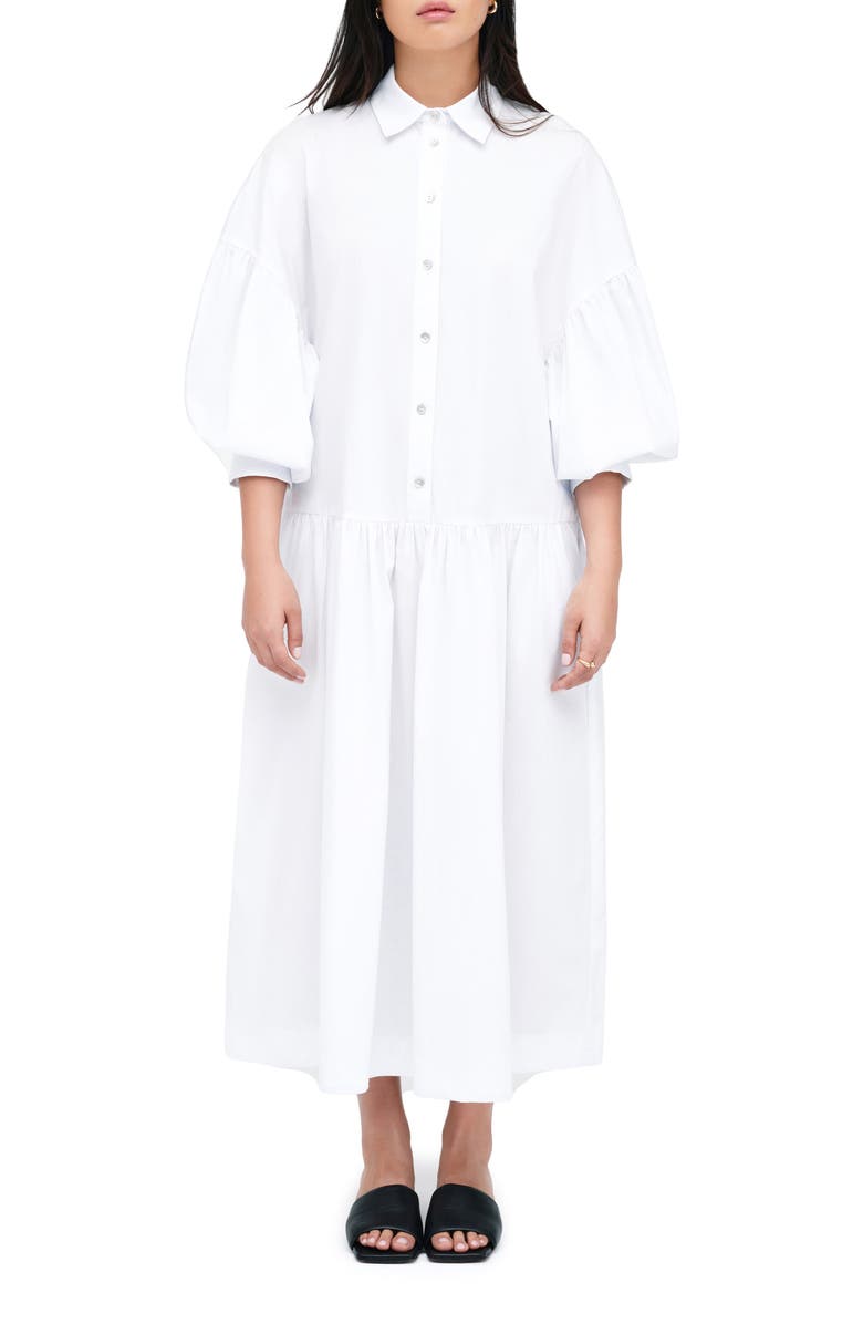Marcella Ada Cotton Poplin Midi Shirtdress, Main, color, White