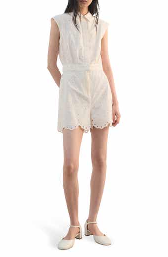 Embroidered Cutwork Sleeveless Romper