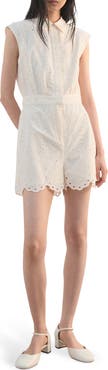 MANGO Embroidered Cutwork Sleeveless Romper