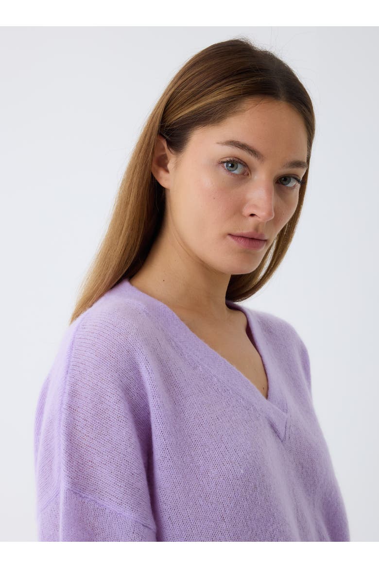Cashmere Silk 3/4 Sleeve V-Neck, Alternate, color, LAVANDE