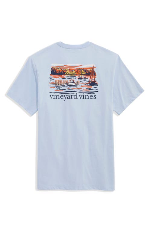 Vineyard Vines Dockside Autumn Wakes Pocket Graphic T-shirt In Blue