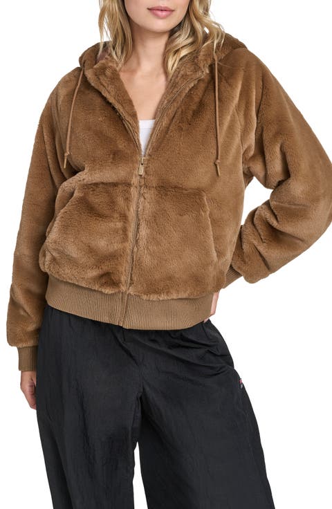 Faux Fur Bomber Hoodie